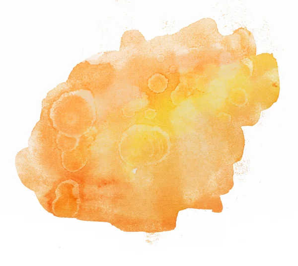 Абстрактная оранжево-желтая акварель, акварель, рисование вручную на белом фоне — стоковое фото