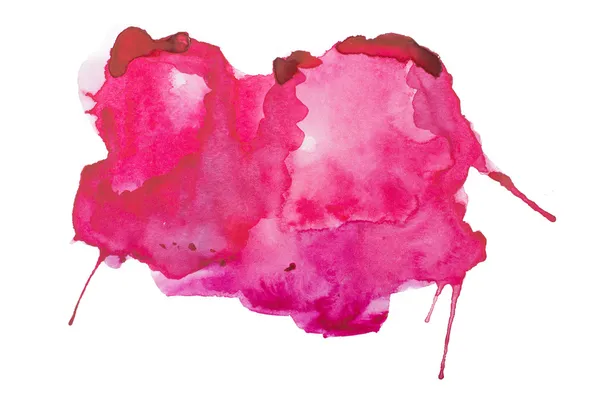 抽象赤いしみ、汚れ、白地にインク スプラッシュ水彩 aquarelle アート手の描画ペイント — ストック写真