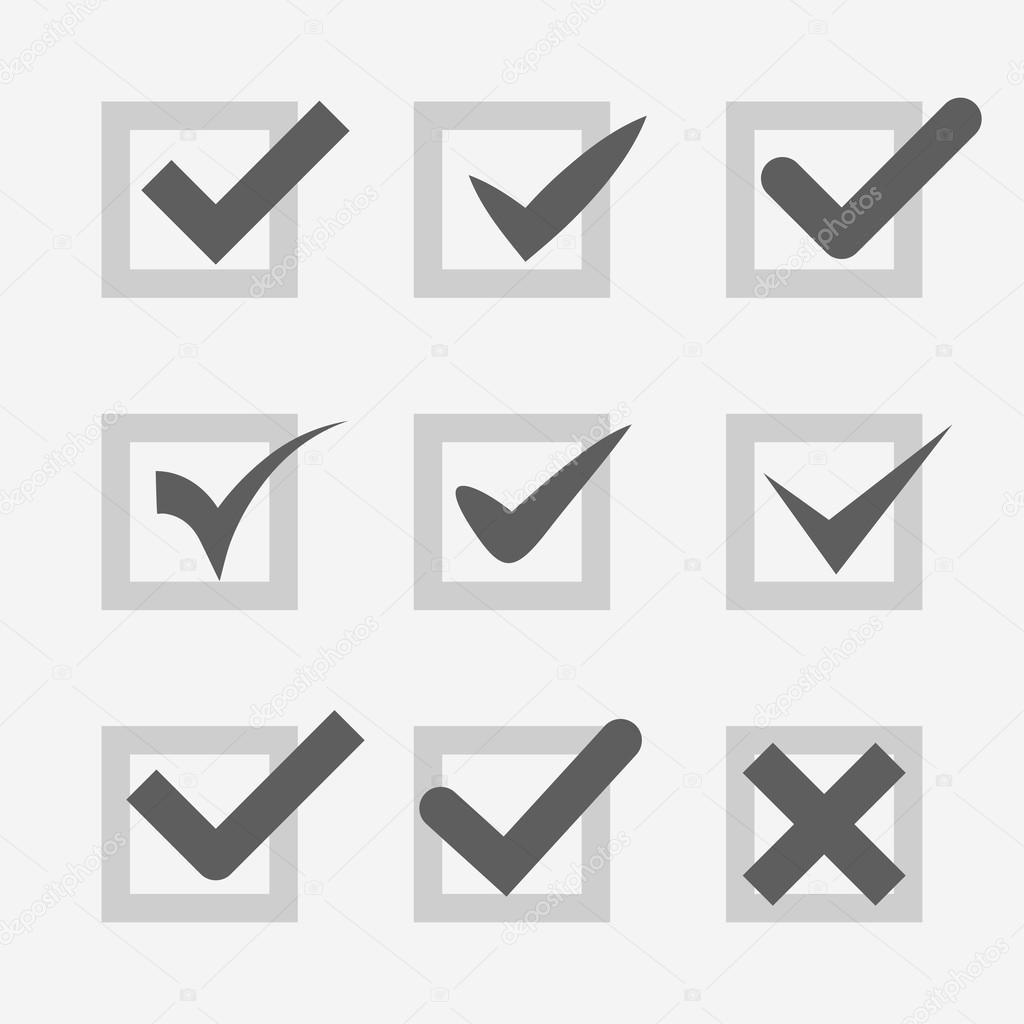 Set of check mark Ok confirm accept voice symbol icon web design elements and mobile applications vector