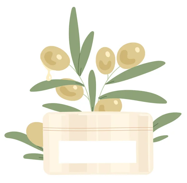 Pot de crème d'olive hydratant pour le visage ou le corps — Image vectorielle
