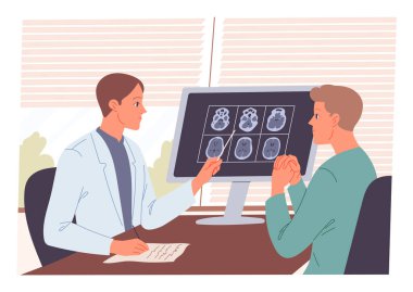 Doktor hastayı alır ve MR taramasını yapar.