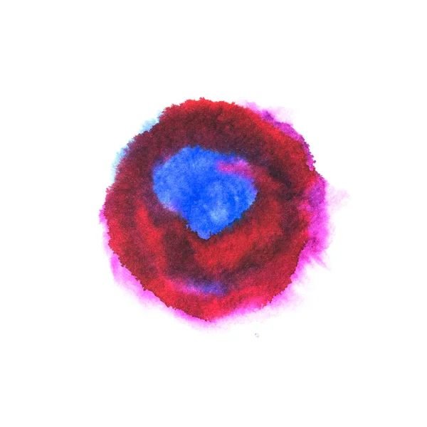 Acquerello tondo a forma di macchia nei colori blu e rosa — Foto Stock