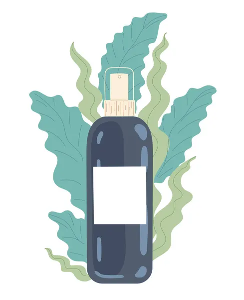 Hautpflegemittel. Sprühflasche mit Wasserpflanzen — Stockvektor