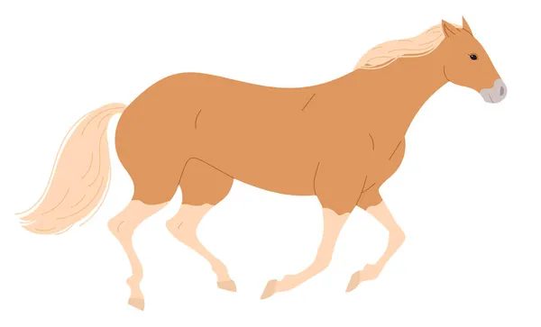 Лошадь с белокурой гривой скачет медленно. — стоковый вектор
