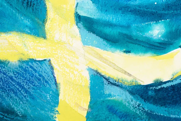 Sweden, Swedish flag. Hand drawn watercolor illustration. — Stock Photo, Image