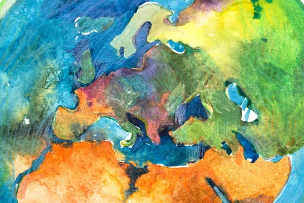 Aquarellkarte von Europa und Afrika. Aquarell-Illustration — Stockfoto