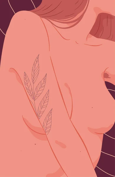 Fragment av en naken ung kvinnlig kropp med vacker hud. — Stock vektor