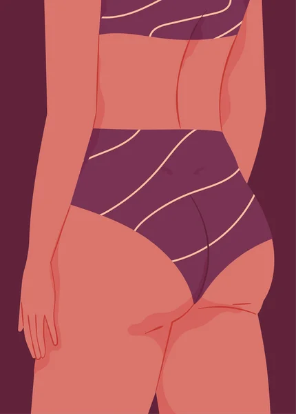 Fragmento de um corpo feminino. Mulher em lingerie por trás — Vetor de Stock