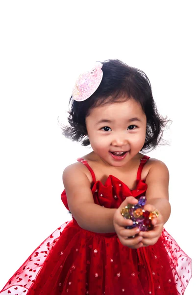 Little girl in red dress 2 — Stock Photo, Image