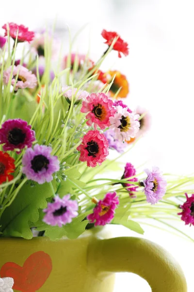 Colorful is Flowers in a Green vase. — Stock Photo, Image