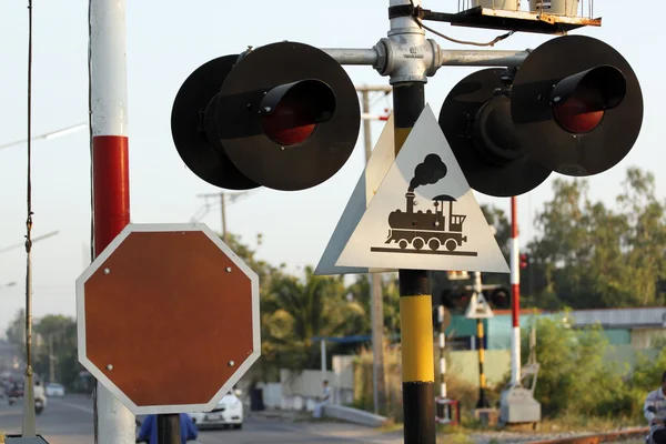 Stop Warning signs of Train. — Stock Photo, Image