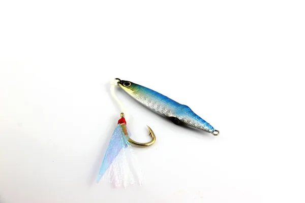 Jiging lockbete är fiske på vit bakgrund. — Stockfoto
