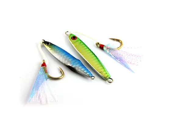 O Jiging Lure está pescando em fundo branco . — Fotografia de Stock