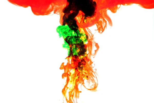 Red and green Smoke caused by water color. — Stock Photo, Image