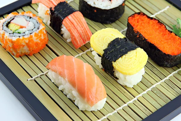 Sushi made from Tuna fish on a bamboo dish. — Stock Photo, Image