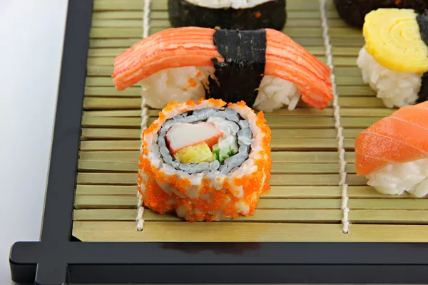 Sushi made from Crab Meat on a bamboo dish. — Stock Photo, Image