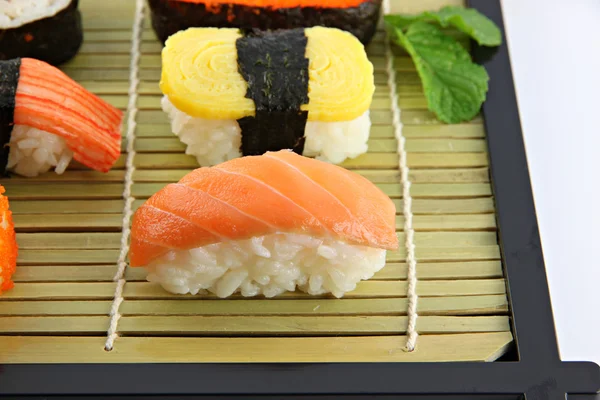 Tuna fish Sushi on a bamboo dish. — Stock Photo, Image