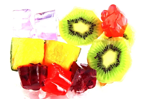 Frukt och gelé med färgglada. — Stockfoto