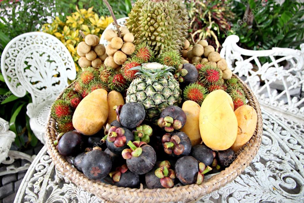 Many of fruits in the basket.