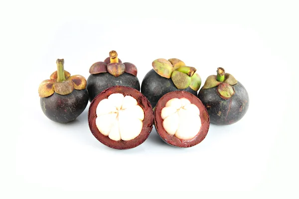 The Slice Mangosteen on white Background. — Stock Photo, Image