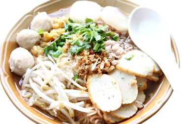 Zoom Tay erişte çorbası yemek.