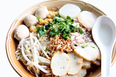 Zoom Tay erişte çorbası yemek.