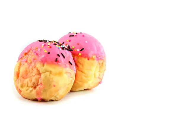 Strawberry donuts on white background. — Stock Photo, Image