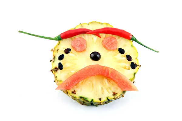 Niestety twarz emocji obraz wykonany z mieszanki owoców. — Zdjęcie stockowe