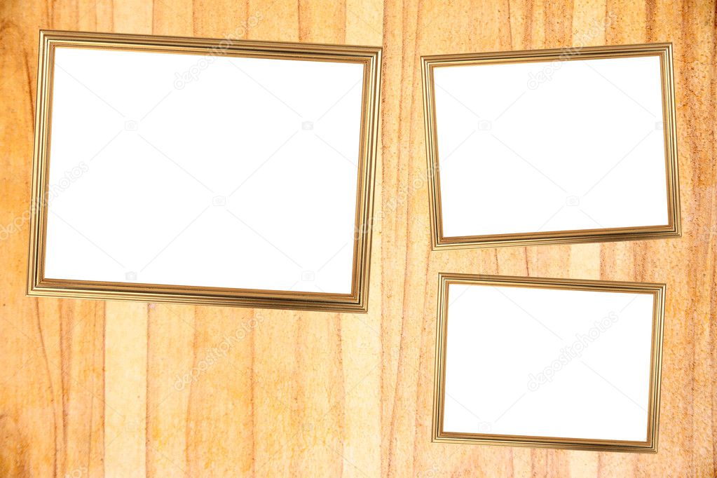 Three Gold frame on Through burnish the wood planks to polished
