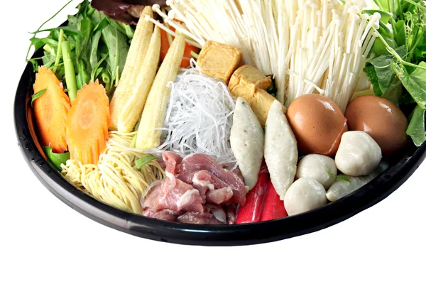 Zutaten sukiyaki in Gericht. — Stockfoto