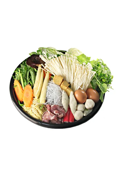 Ingredients Sukiyaki in dish. — Stock Photo, Image