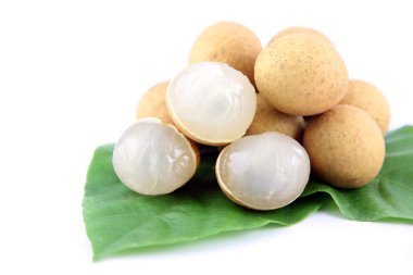 Longan yeşil yaprakların üzerinde.