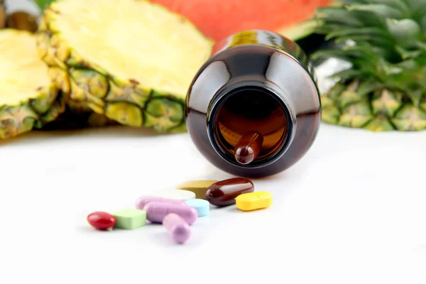 Fruits and medicines. — Stock Photo, Image