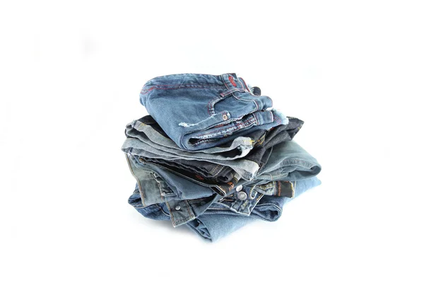 The blue Jeans Placing stacked. — Stock Photo, Image