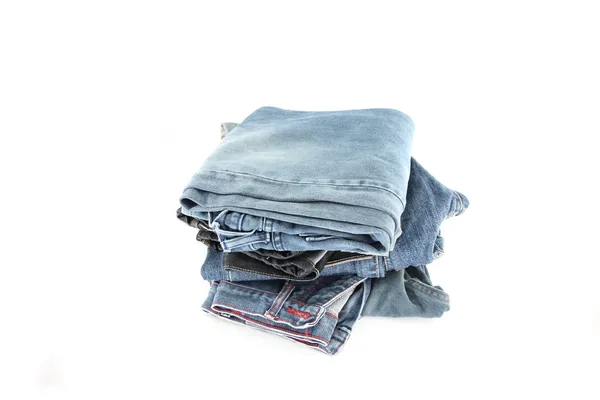 The blue Jeans Placing stacked. — Stock Photo, Image