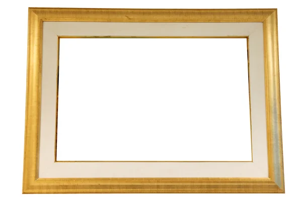 Gold Wood frame on white background. — Stock Photo, Image