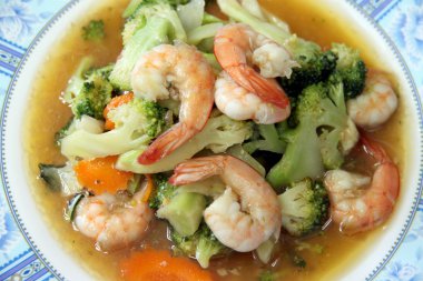 karides kızarmış sebzeler.