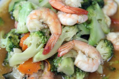 karides kızarmış sebzeler.