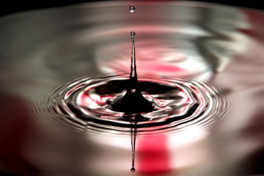Red Background of Water drops a beautiful shape in Basin. clipart