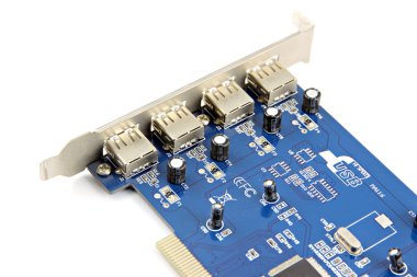 Mavi usb kartı bilgisayar donanımları devre kartı.
