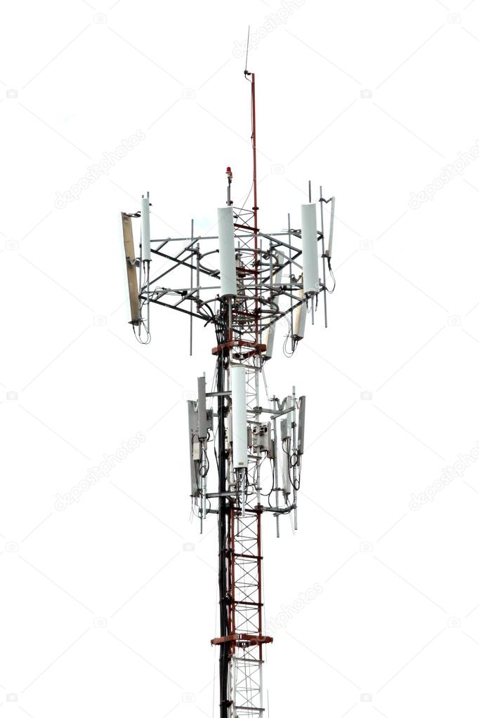 Antenna array telephone on white background.