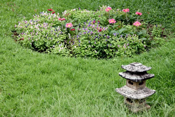 Flower garden behind the house. — Stock Photo, Image