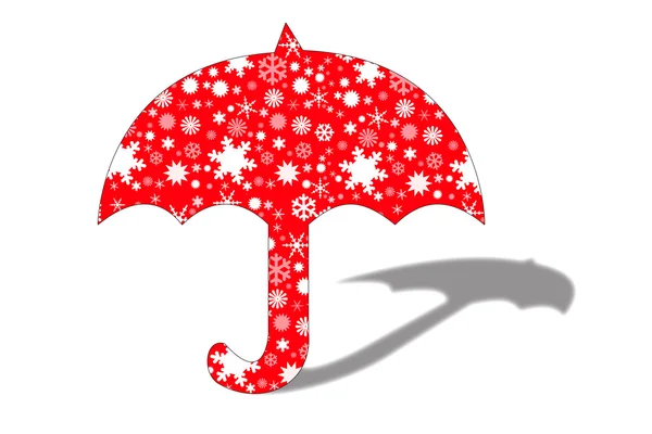 Parapluie rouge avec neige à l'intérieur . — Photo
