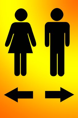 Signs to men's and women's bathrooms. clipart