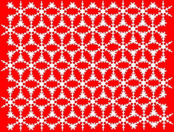 Snow white patterns on red background. — Stock fotografie