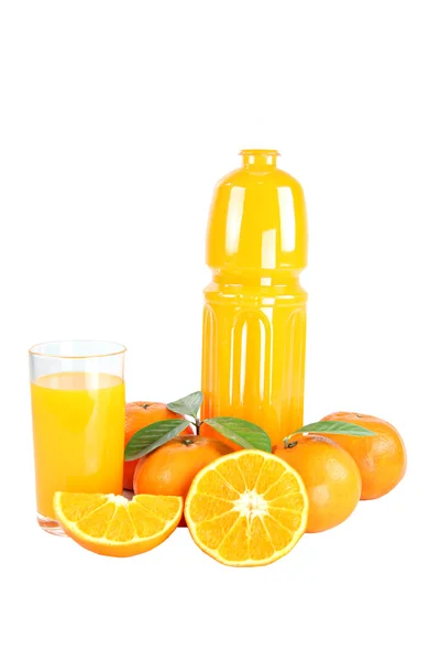 Mandarin Orange and Bottle of juice. — Stock Photo, Image