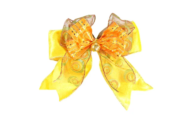 Fabric Yellow bow isolated. — Stock Photo, Image