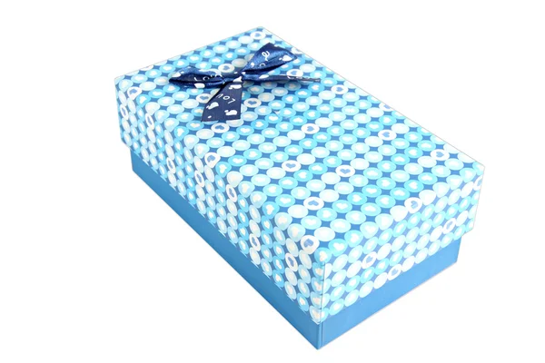 Caja regalo azul con tapa aislada . — Foto de Stock