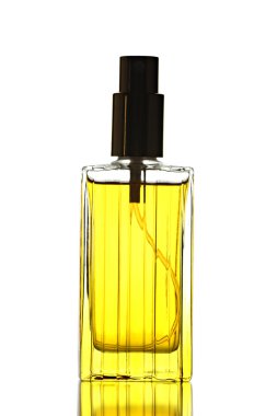 izole sarı parfüm şişesi.