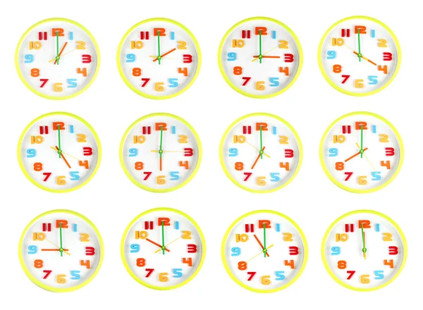 多彩时钟的报时十二风格. — 图库照片